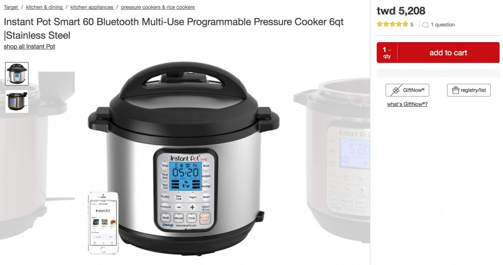 Instant Pot Smart 60 Bluetooth Multi-Use Programmable Pressure Cooker 6qt 